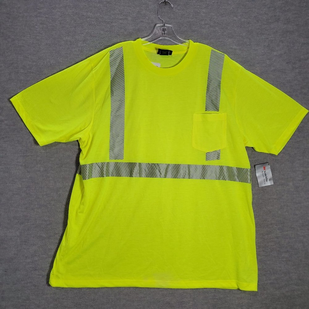 Wearguard Men Shirt 2XL Yellow Reflective Construction Workwear Pockets Tee READ